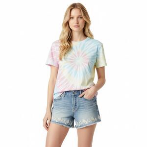Lucky Brand THE CUT OFF Embroidered Denim Short 27 Blue Jean Boho Festival